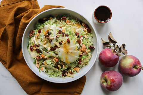 Shaved Brussels Sprout, Fennel and Apple Salad with Maple Dijon Dressing