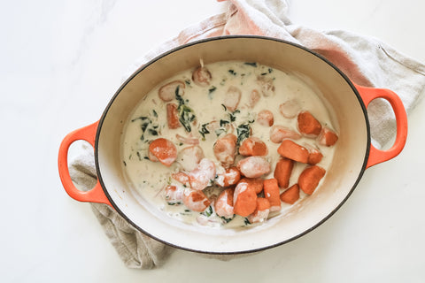 Sweet potato gnocchi with vegan cream sauce
