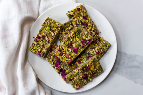 Tahini Pistachio Rose Bars