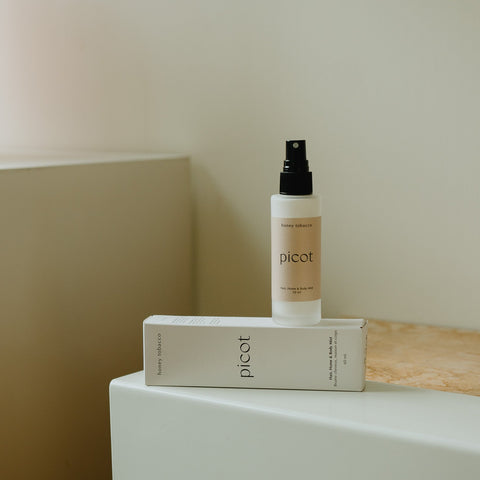 honey tobacco scented hair mist and perfume for body and home Canadian perfume