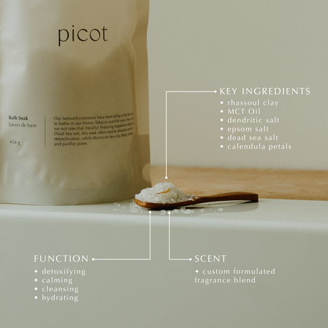 Canadian Made skincare bath soaks with magnesium clay and soothing scents