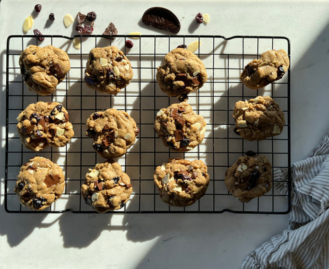 Orange Chocolate Chip Cookies with Cranberries and Almonds